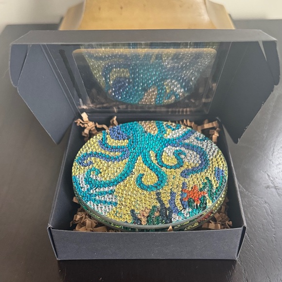 Handcrafted Coastal Diamond Art Coasters – Ocean Theme | Set of 4 Gift Ready - Picture 5 of 6